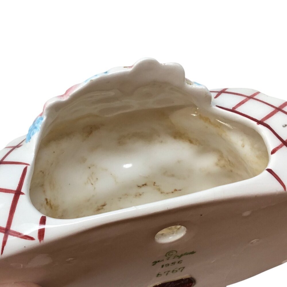 Lefton 6767 Miss Dainty Wall Pocket 1956 Vintage Vase HTF Blond Girl Bonnet Bow - Picture 9 of 9